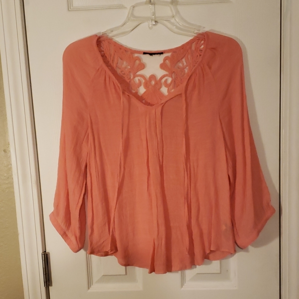 Coral Flowy Bohemian Top